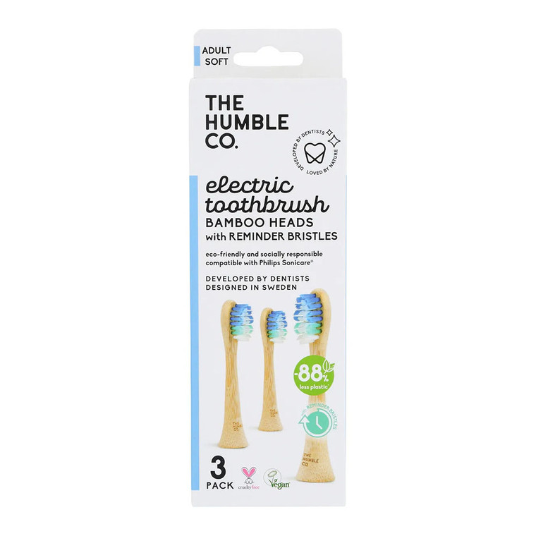 The Humble Co Electric Toothbrush Replaceable Bamboo Head Fading Bristle, 3 Ea