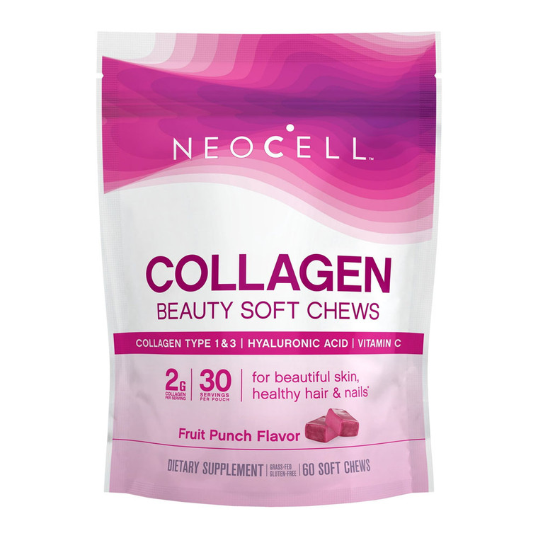 Neocell Beauty Bursts Gourmet Collagen Soft Chews, Fruit Punch, 60 Ea