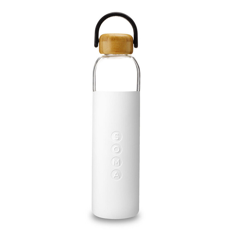 Soma Glass Water Bottle V2, White, 25 Oz