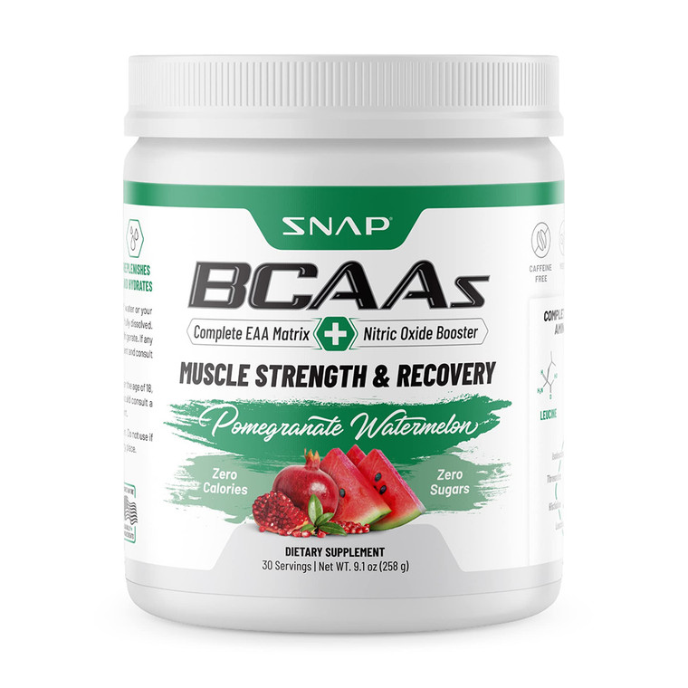 Snap Supplements Bcaa Pomegranate Watermelon Powder, Muscle Strength Recovery, 9.42 Oz