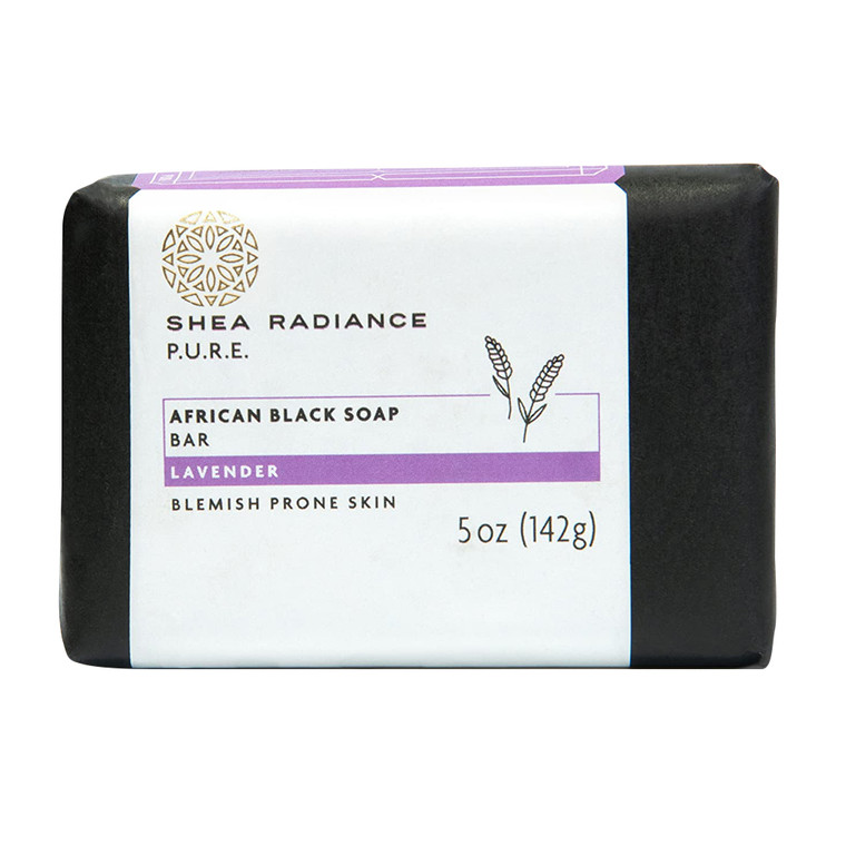 Shea Radiance African Black Soap Bar, Lavender, 5 Oz