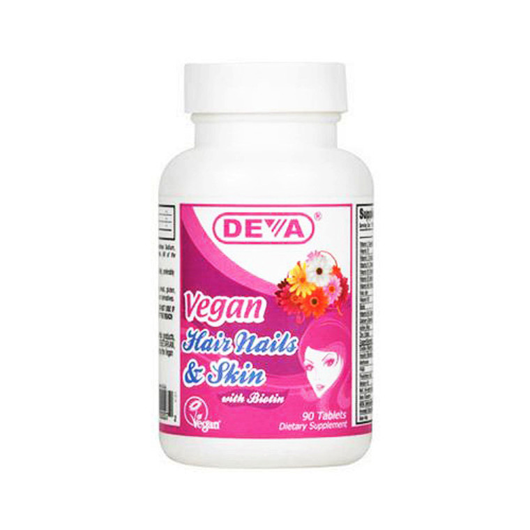 Deva Nutrition Vegan Hair Nails And Skin With Biotin Tablets - 90 Ea