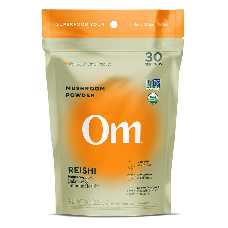 Om Reishi Organic Mushroom Superfood Powder Support Balance and Immune Health 2.12Oz (60g)