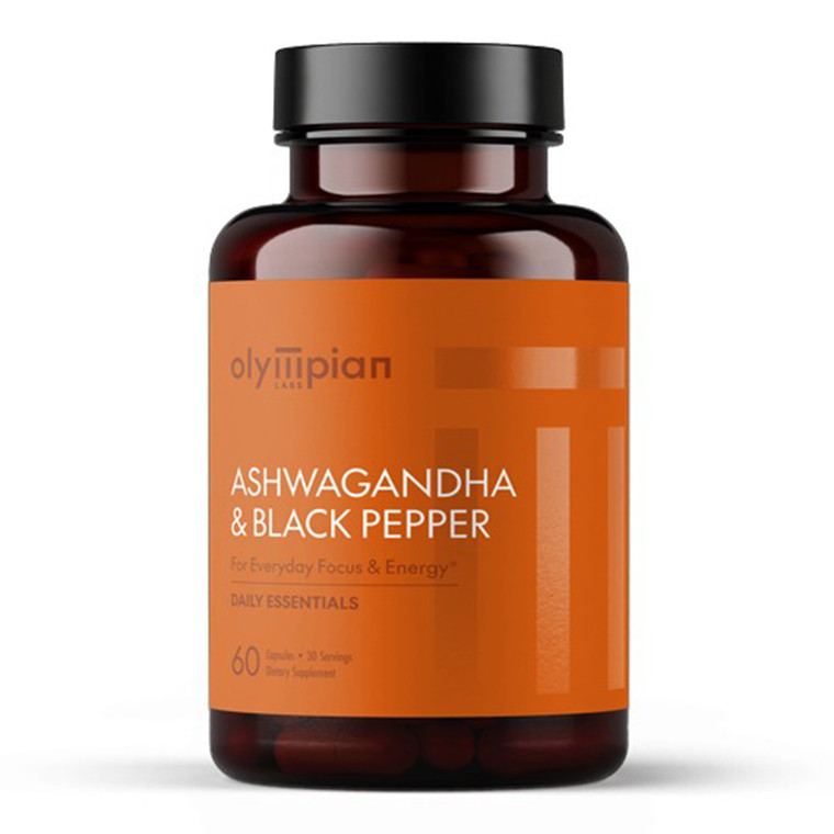 Olympian Labs Ashwaghanda with Black Pepper Capsules Support Focus and Energy 60Ea