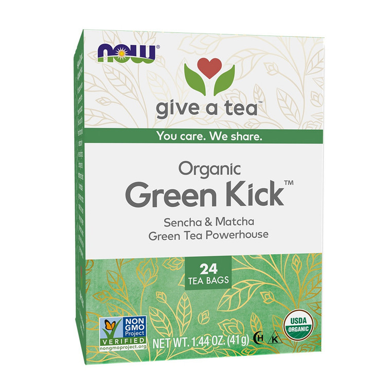 Now Foods Green Kick, Sencha And Matcha Green Tea, 24 Ea