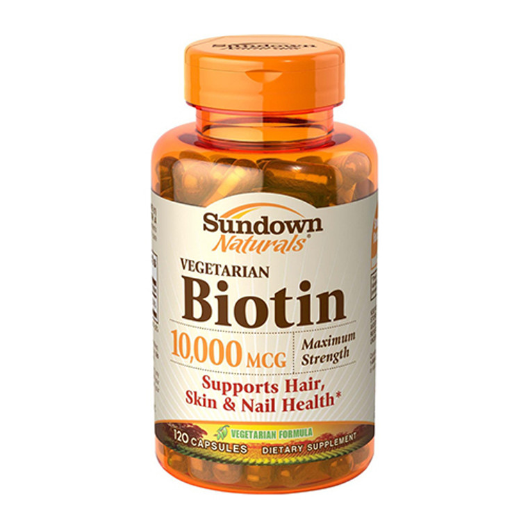 Sundown Naturals Maximum Strength 10,000 Mcg Biotin Capsules Vegetarian, 120 Ea