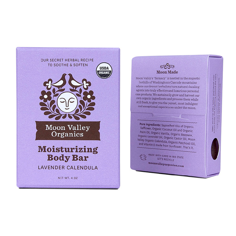 Moon Valley Organics Lavender Calendula Moisturizing Body Soap Bar, 4 Oz