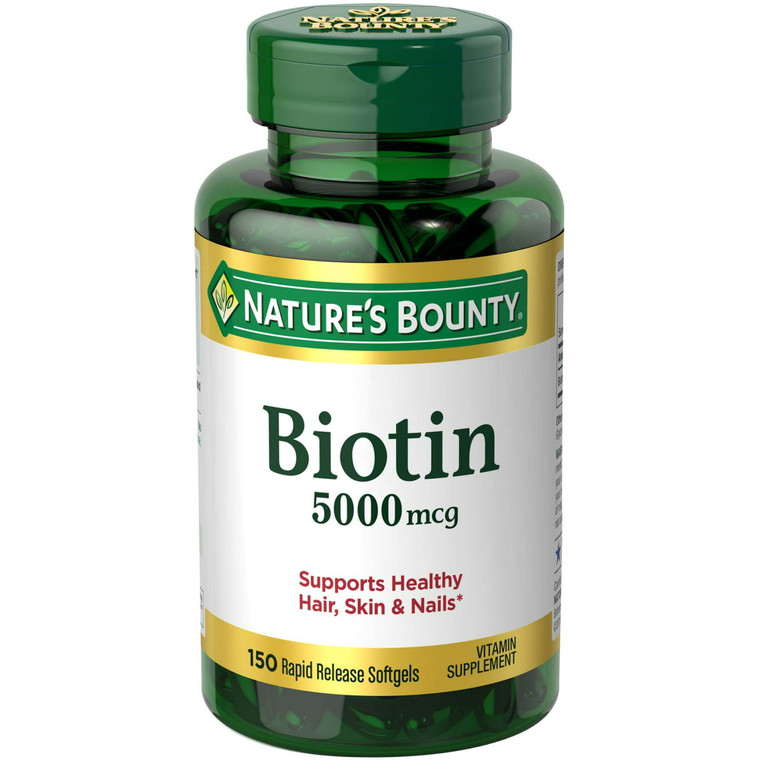 Natures Bounty Biotin 5000Mcg Softgels Promotes Hair, Skin And Nails, 150 Ea