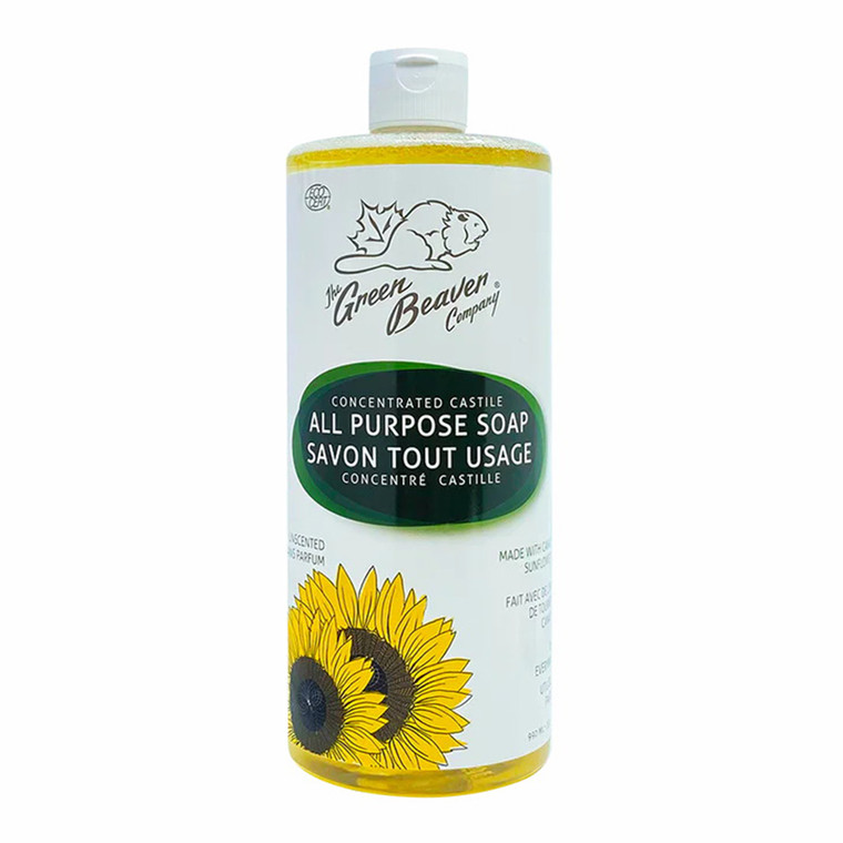 The Green Beaver All Purpose Castile Soap, Unscented, 33.4 Oz