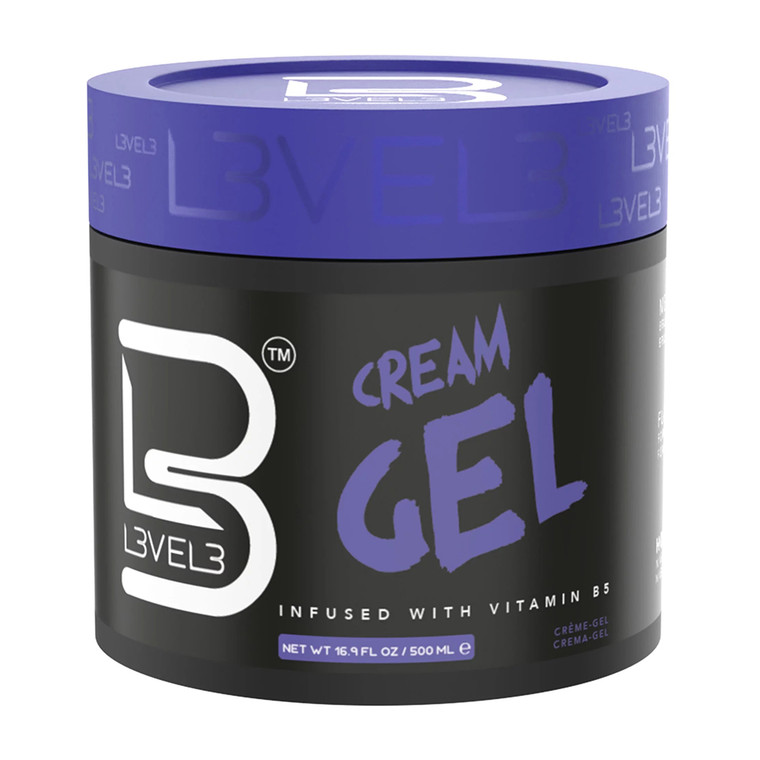 L3 Super Strong Hold Hair Cream Gel with Vitamin B5, 16.9 Oz