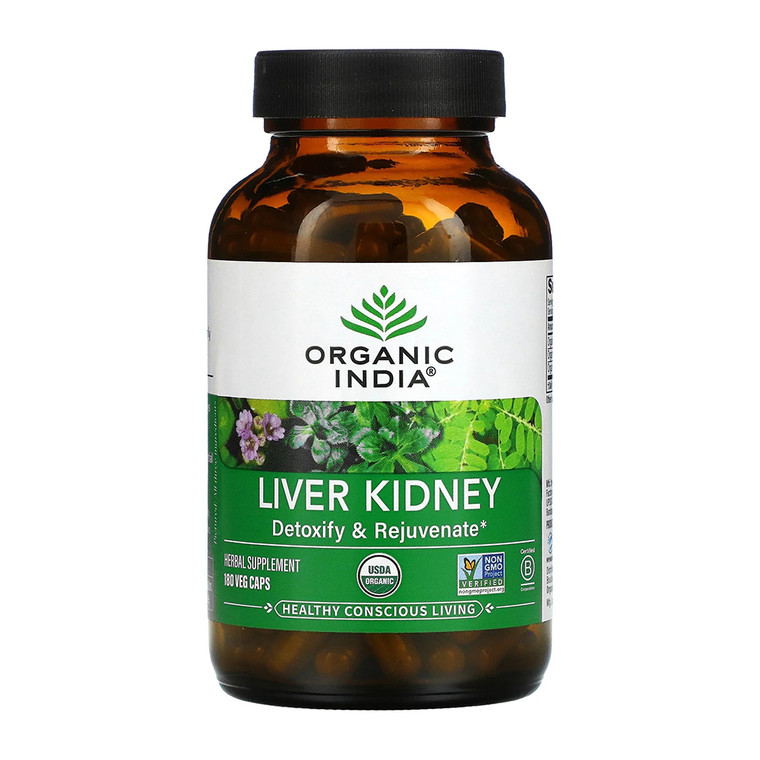 Organic India Liver Kidney Herbal Supplement Capsules, 180 Ea