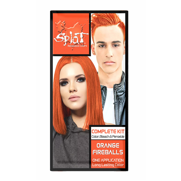 Splat Complete Hair Color Kit, Color, Bleach and Peroxide, Orange Fireballs, 1 Ea