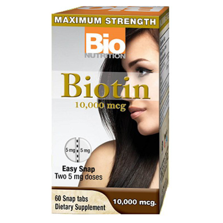 Bio Nutrition Biotin 10,000 mcg Easy Snap Tablets, Healthy Hair and Nails 60 ea