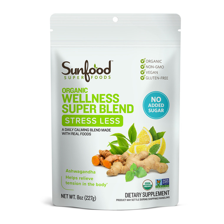 Sunfood Superfoods Organic Wellness Super Blend for Stress, 8 Oz