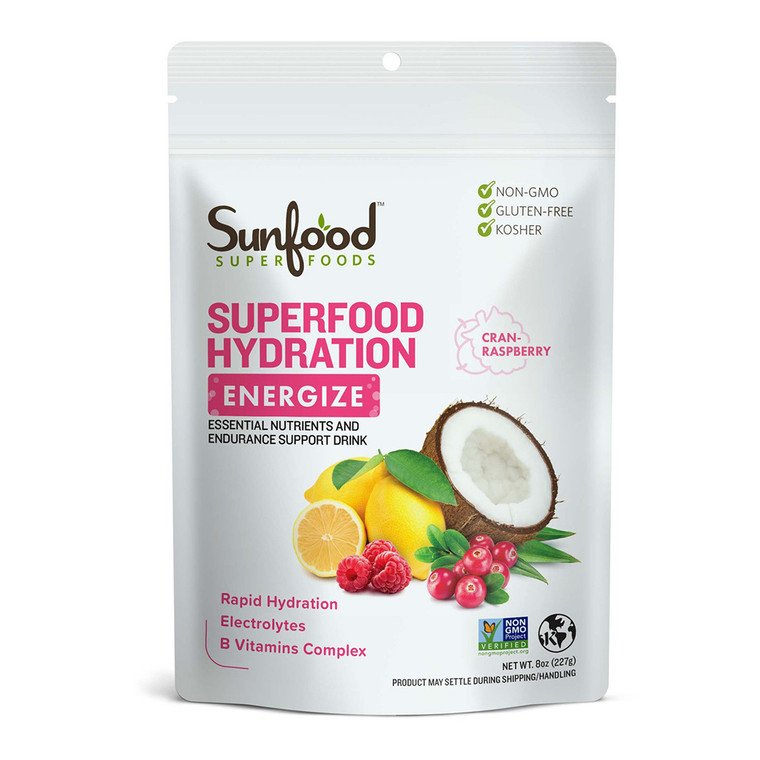 Sunfood Superfoods Cran-Raspberry Superfood Hydration Energize Drink Mix, 8 Oz