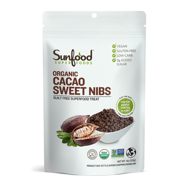 Sunfood Superfoods Organic Cacao Sweet Nibs, 4 Oz