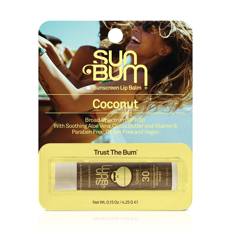 Sun Bum Coconut Sunscreen SPF 30 Lip Balm with Aloe Vera, 0.15 Oz