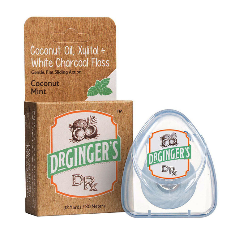Dr Gingers White Charcoal Floss, Coconut Mint, 0.35 Oz