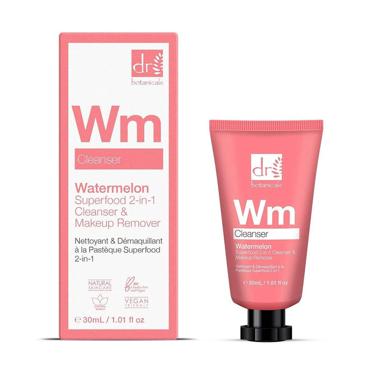 Dr Botanicals Watermelon Superfood 2-In-1 Cleanser and Makeup Remover, 1.01 Oz