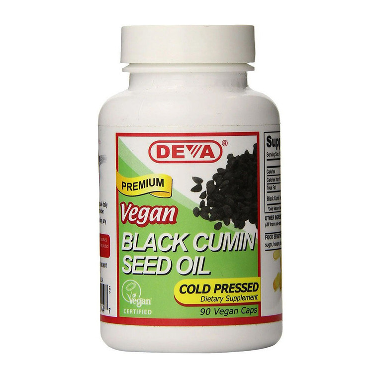 Deva Premium Vegan Black Cumin Seed Oil Cold Pressed Capsules Immune Support Formula 90Ea