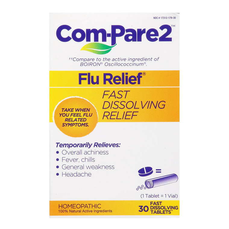 Com Pare2 Homeopathic Flu Relief Fast Dissolving Tablets, 30 Ea