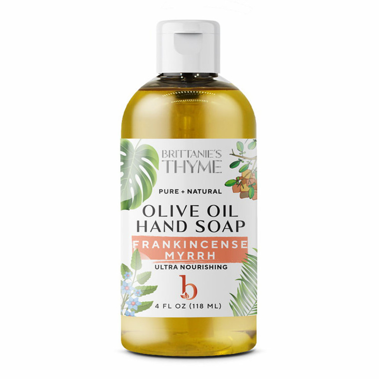 Brittanies Thyme Natural Olive Oil Hand Soap, Frankincense Myrrh, 4 Oz