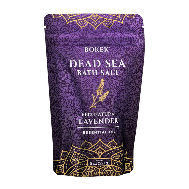 Bokek Natural Dead Sea Bath Salt with Lavender Essential Oil, 8 Oz