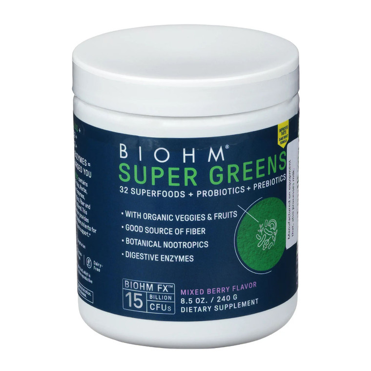 Biohm Super Greens Superfood and Probiotic Supplement, 8.5 Oz
