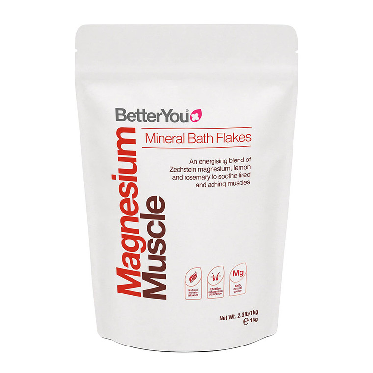 BetterYou Magnesium Mineral Bath Flakes for Muscle Relaxation and Stress Relief 2.3Lb (1kg)