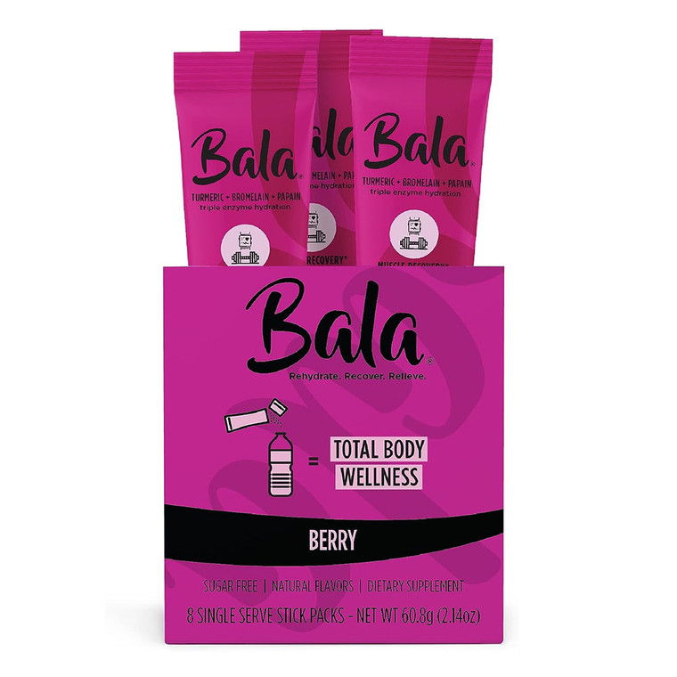 Bala Triple Enzyme Hydration Total Body Wellness Drink Mix Sticks, Berry, 8 Ea