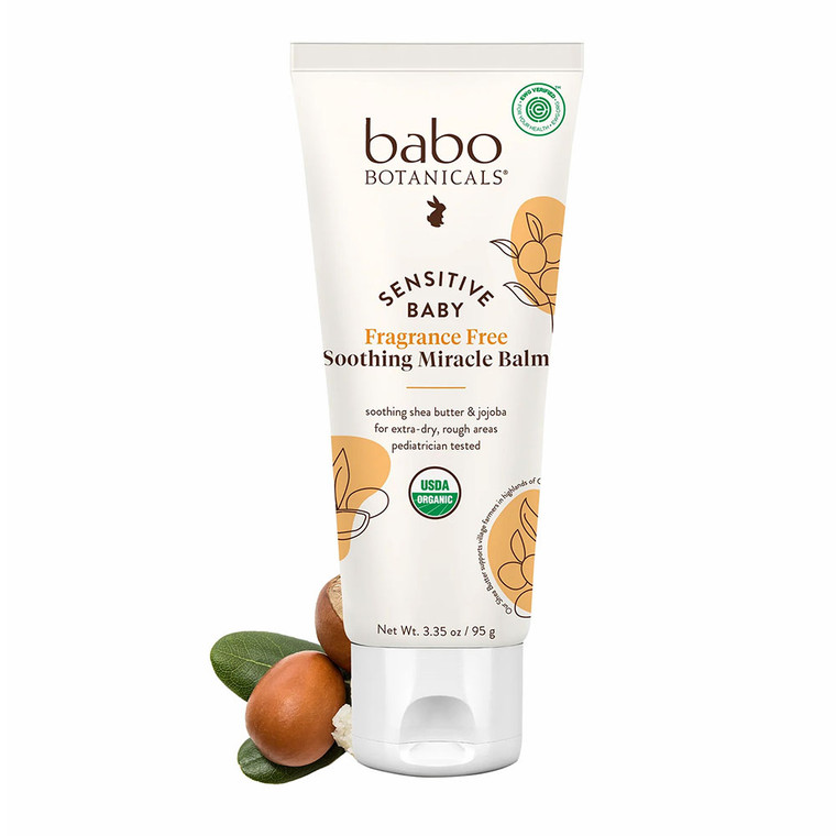 Babo Botanicals Sensitive Baby Fragrance Free Soothing Miracle Balm, 3.35 Oz