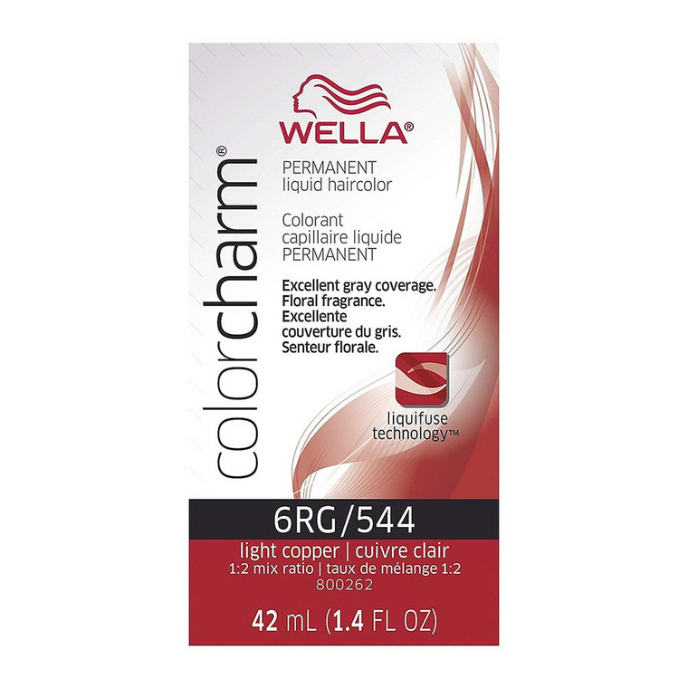 Wella ColorCharm Permanent Liquid Hair Color, 6RG 544 Light Copper, 1.4 Oz