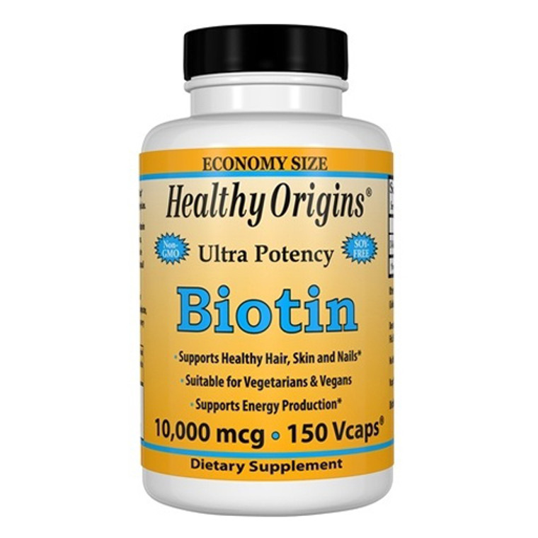 Healthy Origins Ultra Potency Biotin Vegetarian Supplement Capsules 10000 mcg, 150 Ea
