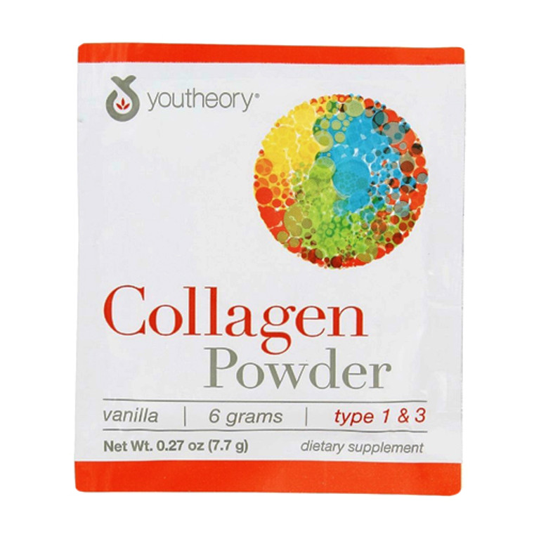 Youtheory Collagen Type 1 and 3 Vanilla Powder with Biotin Supplement Packets, 21 Ea