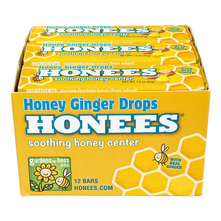 Honees Honey Ginger Drops 20 Lozenges, 12 Ea
