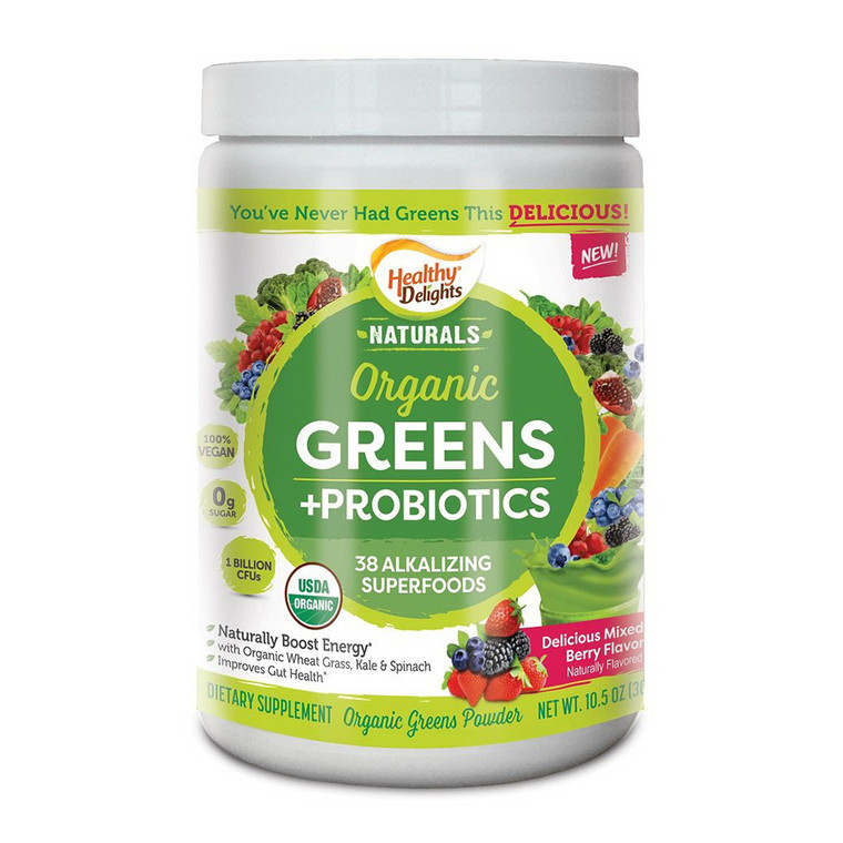 Healthy Delights Organic Greens And Probiotics Powder, 10.5 Oz