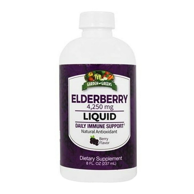 Garden Greens Elderberry Liquid With Zinc And Vitamin C, 8 Oz
