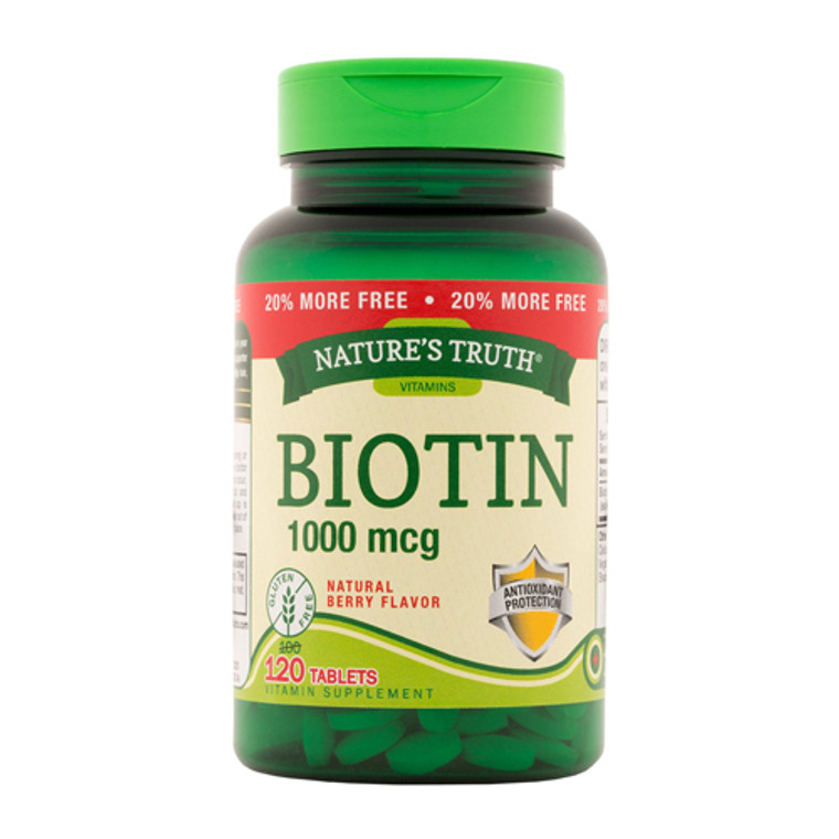 Natures Truth Biotin 1,000mcg Tablets, Natural Berry Flavour, 120 ea