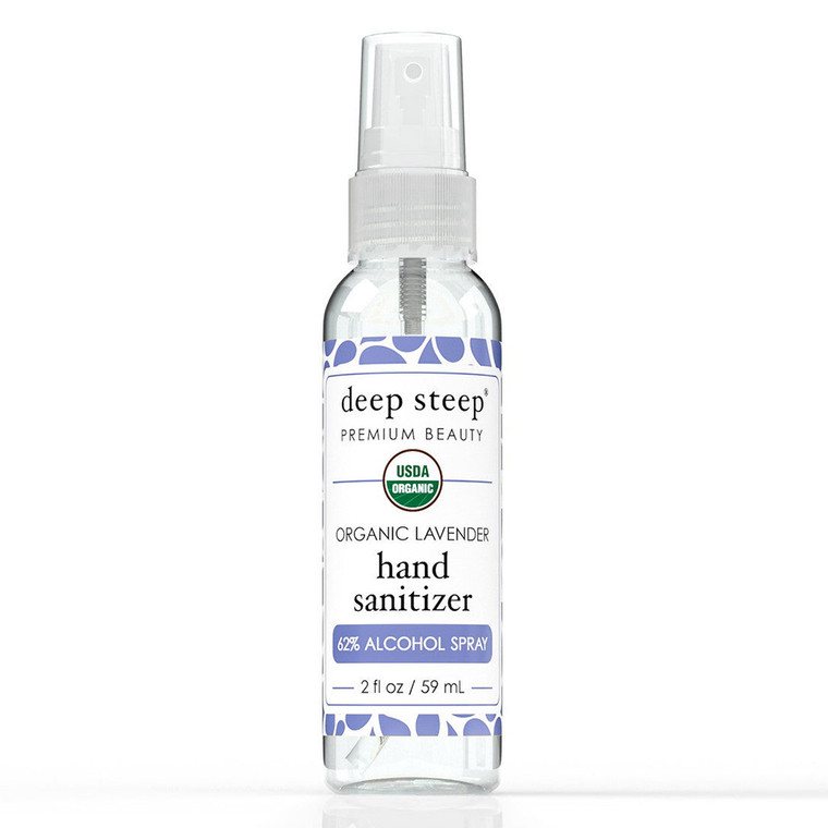 Deep Steep Usda Organic Sanitizer Spray 62% Alcohol, Lavender, 2 Oz