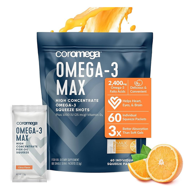 Coromega Omega 3 Max, Citrus Burst, 60 Ea