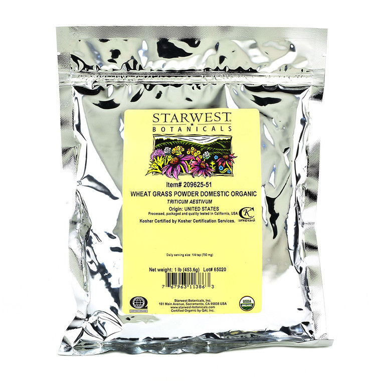 Starwest Botanicals Organic Domestic Wheatgrass Powder, 1 Lb