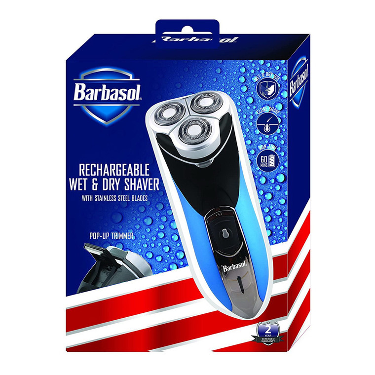 Barbasol Rechargeable Wet and Dry Shaver with Stainless Steel Blades and Pop Up Trimmer, 1 Ea