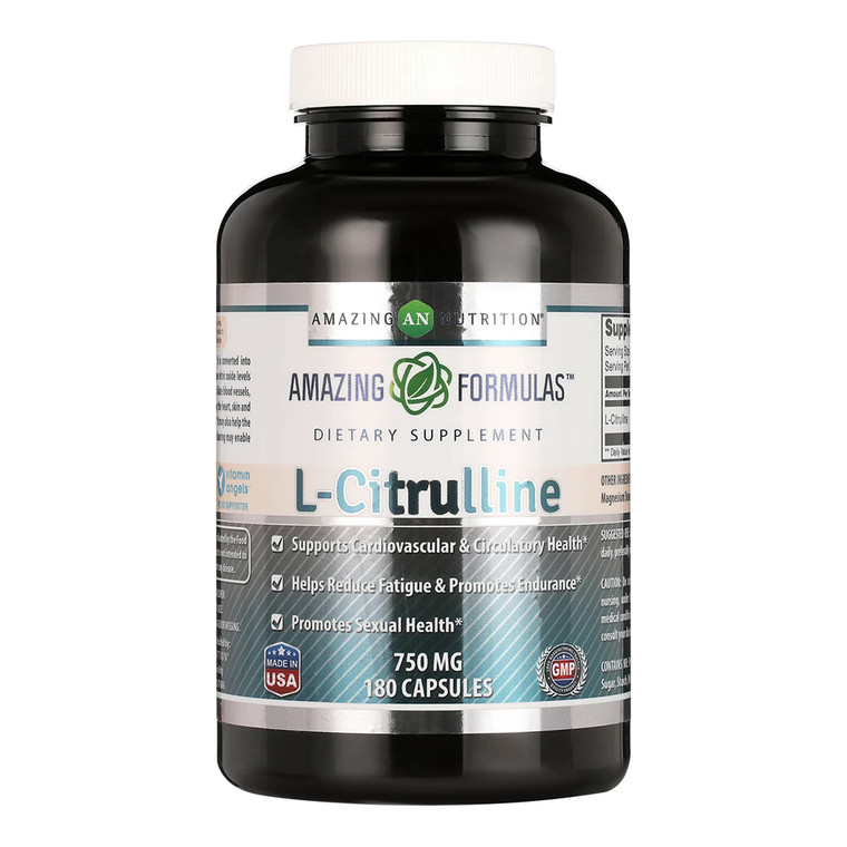 Amazing Nutrition Formulas L Citrulline 750mg Capsules for Cardiovascular Health, 180 Ea