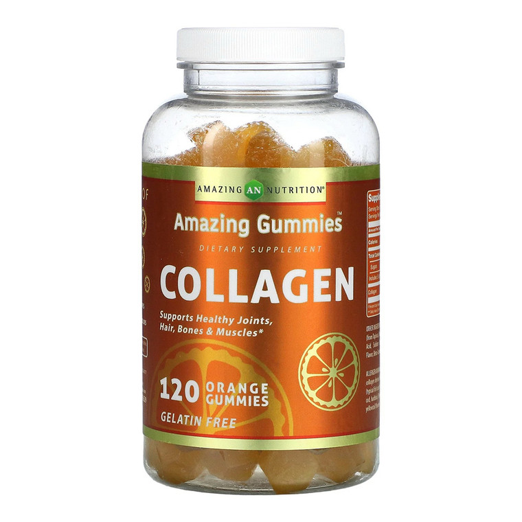 Amazing Nutrition Collagen Orange Gummies for Joints, Hair and Bones, 120 Ea