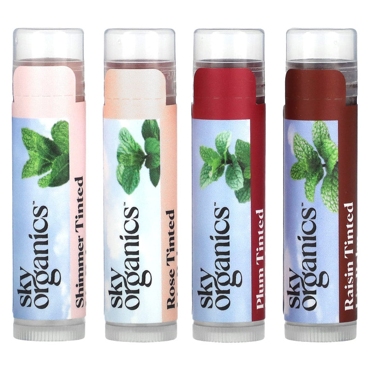 Sky Organics Tinted Moisturizing Lip Balms with Beeswax, 4 Ea