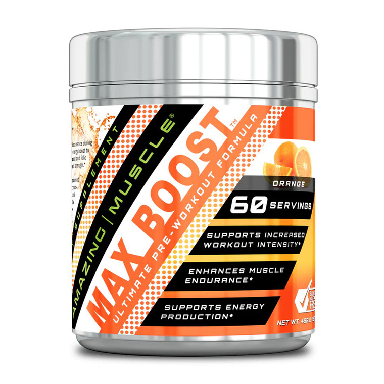 Amazing Muscle Max Boost Ultimate Pre Workout Formula, Orange, 450 Gm