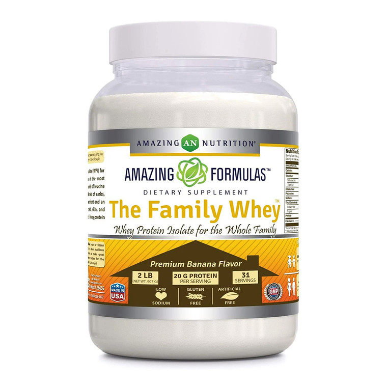 Amazing Nutrition Formulas The Family Whey Protein Powder, Banana, 2 Lb