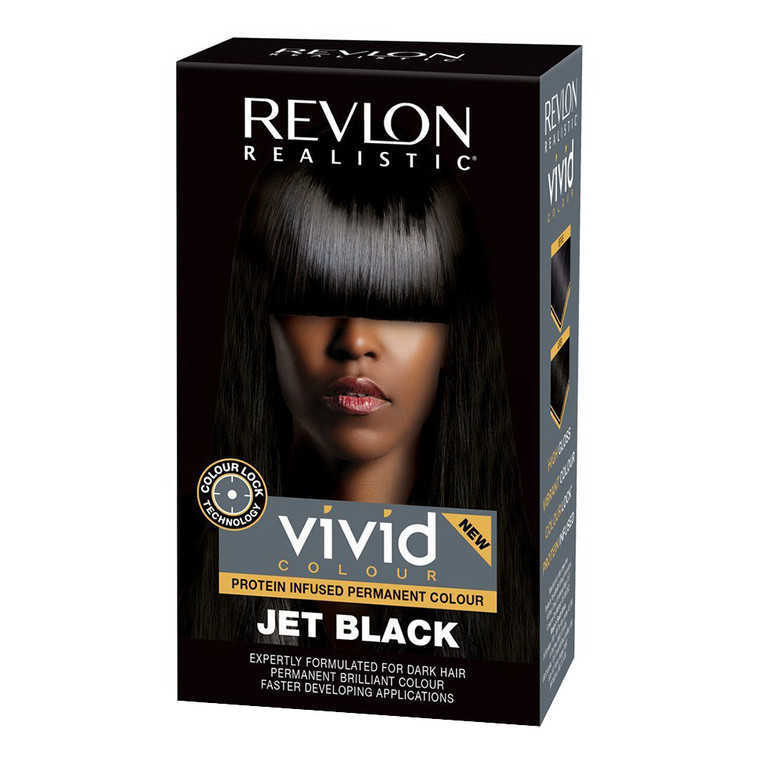 Revlon Realistic Vivid Colour Protein Infused Permanent Color, Jet Black, 3.7 Oz