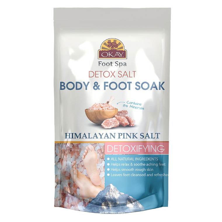 Okay Pure Naturals Detox Salt Body and Foot Soak for Cleansing Refreshing and Relaxing 8Oz (226ml)