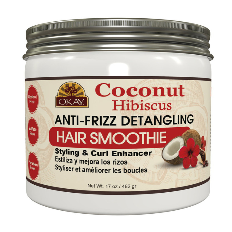 Okay Coconut and Hibiscus Anti Frizz Detangling Hair Smoothie, 17 Oz